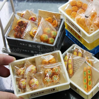 1/12 Masto Miniatiūriniai Lėlių Duona Dėžė Modeliavimas Mini Maisto Barbies OB11 Virtuvės Lėlės Priedai Žaislas