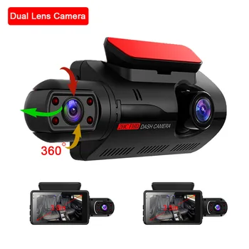 1080P Brūkšnys Kamera Priekyje ir Salone Dual Lens Car Kamera, Diktofonas, 3