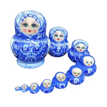 10vnt Mediniu Lizdus Žaislai rusijos Lizdus Lėlės Matryoshka Krovimas Lėlės Medinės Figūrėlės Žaislai Apdaila