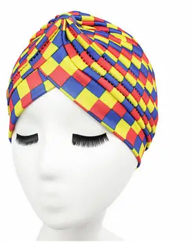 120pcs/daug vaivorykštės spalvų Turbaną Galva Apvyniojama Juosta Miego Skrybėlę Chemo Bandana Plisuotos Indijos Turbaną skrybėlę