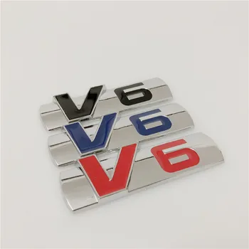 1X 3D Metalo Cinko Lydinys V6 Logotipas Auto Automobilių Lipdukas V-6 Variklis, Pasirašyti Galiniai Kamieno Įkrovos Tūris Lipdukai Automobiliams Stilius