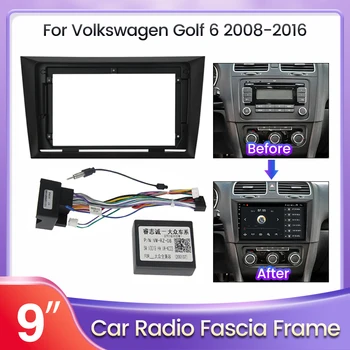 2 Din Automobilio Radijo fascia VW Volkswagen Golf 6 2008-2016 Auto Stereo Grotuvas DVD Pultas Brūkšnys Rinkinys Kadro Centre Konsolės Turėtojas
