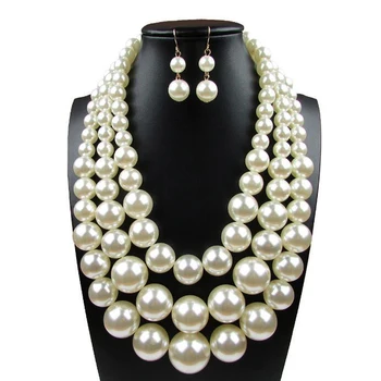 2019 mados apykaklės, karoliai perlų Karoliai, Pakabučiai madinga choker stambusis metalo grandinės Kelis sluoksnius pareiškimą perlų vėrinį