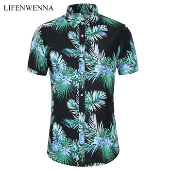 2020 Atsitiktinis Marškinėliai Vasaros vyriški Marškiniai Naujas Mados Gėlių Spausdinti Trumpas Rankovės Marškinėliai Mens Paplūdimio Havajų Marškinėliai Plius Dydis 6XL 7XL