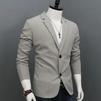 2023 Naujas Stilius Susiuvimo Vientisos Spalvos Mens Šalies Streetwears Vyrų Plonas Kostiumas Etape Dizaineris Slim Single-Breasted Kostiumas Vyrams D09