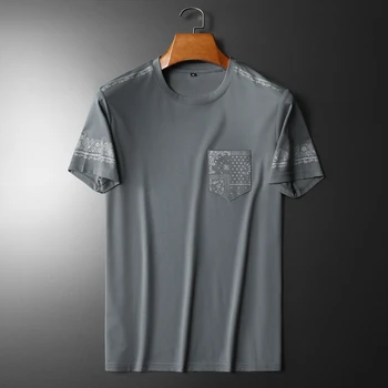 2023 Vasaros Apvalios Kaklo Marškinėliai Vyrams trumpomis Rankovėmis Caual Slim T-Shirt Mados Kišenėje T Shirts Socialinės Streetwear Vyrų Drabužiai.