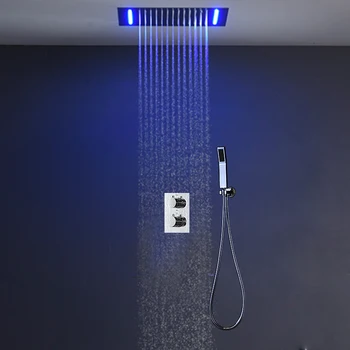360x500mm Daugiaspalvis LED Dušo Komplektas Termostatiniai Kritulių Embedded Showerhead Vonios sistemos