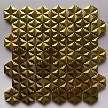 3D matt aukso, nerūdijančio plieno metalo mozaikos plytelių KTV kambarį apdaila