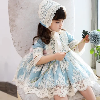3PCS Rudenį Naujų ispanijos Lolita Princess Dress Nėrinių Susiuvimo Saldus Mielas Suknelės Mergina 12M-6T