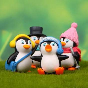 4pc Mielas Pingvinas Miniatiūrinės Figūrėlės Žiemos Drabužių Pingvinas Gyvenimo Stiliaus Rankų darbo 
