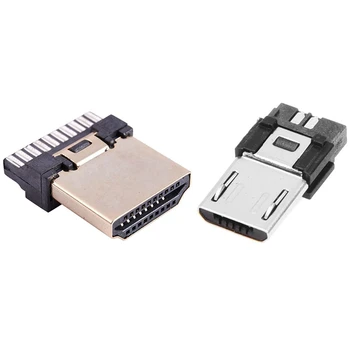5 Vnt HDMI Male 19 Smeigtukai Tipo Lydmetalis Plug Nutraukimo Ir 10 Vnt Micro-USB Tipas A, Male 5 Pin Plug Jungtys