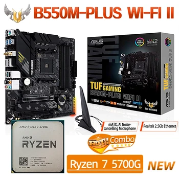 ASUS TUF ŽAIDIMŲ B550M PLIUS WIFI II pagrindinės Plokštės Lizdą, AM4 Rinkinys Ryzen R7 5700G AMD CPU 128G Micro ATX DDR5 Mainboard PCIe 4.0 M. 2