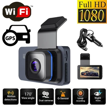 Automobilių DVR WiFi Brūkšnys Cam 3.0 Full HD 1080P Galinio vaizdo Kamera Vaizdo įrašymo Auto Dashcam Black Box Stovėjimo Stebėti GPS Naktinio Matymo