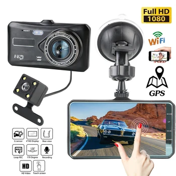 Automobilių DVR WiFi Full HD 1080P Brūkšnys Cam Transporto priemonių Galinio vaizdo Kamera Vaizdo įrašymo Black Box Auto Dashcam GPS Logger Automobilių Reikmenys