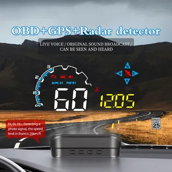 Automobilių HUD Auto OBD2+GPS Head-up Ekranas, GPS, Skaitmeninis Spidometras, borto Kompiuteris, greičio viršijimo Signalas Priedai, Įsibėgėjimas 100 km