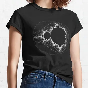 Balta - Linijinis Mandelbrot T-Shirt apkarpytos t marškinėliai moterims graphic marškinėliai moterims