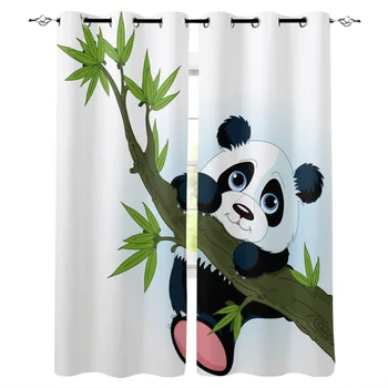 Bambuko Panda Kinija Mielas Animacinių Filmų Spalva Azijos Džiunglėse Užuolaidas, Portjeras Už Kambarį, Miegamojo, Virtuvės, Biuro Žaliuzės Lango Užuolaida