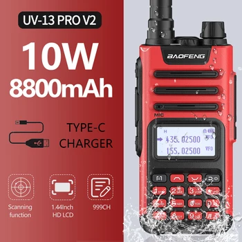 Baofeng UV-13 PRO V2 Walkie Talkie Didelės Galios 999 CH dviejų dažnių VHF UHF Vandeniui Radijo Siųstuvas Pridėti USB Įkroviklį Atnaujinimo UV5R