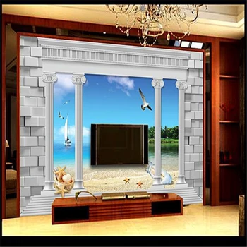 beibehang 3d stereoskopinis marmuro ramstis paplūdimio freskomis, Europe TV foną tapetai gyvenimo kambario, miegamasis freskomis papel de parede