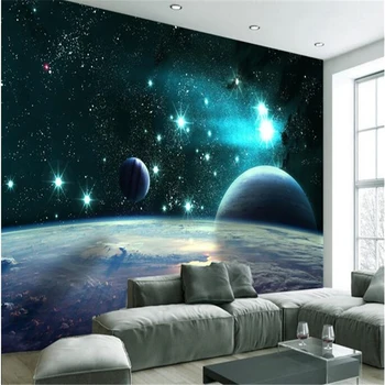 beibehang Didelis užsakymą tapetai 3D didžioji visatos žvaigždė planetos kambarį TV įrankiai fono sienos