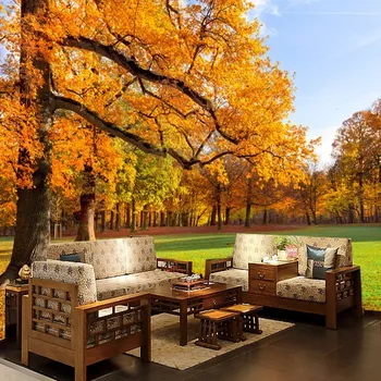 beibehang didelių vaizdo sienų tapetai freskomis aukso lapai rudenį medžiai tapetai papel de parede para quarto