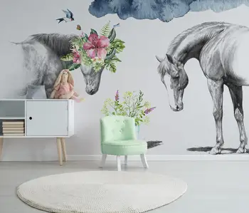 beibehang Gyvūnų arklių sienų tapetai kambarį namų puošybai TV foną, sienos popieriaus miegamojo puošimas 3d sienų lipduko