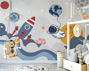 beibehang Individualų tėtis peint naujas modernus Nordic animacinių filmų kosmoso raketų planetos kosmonautas, vaikų kambario fonas