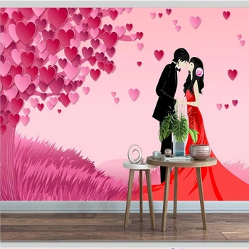beibehang Tapetai užsakymą sienų tapetai romantiškos meilės medis mados romantiška pora 3D gyvenimo kambario, miegamasis fonas