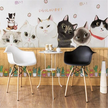 beibehang Užsakymą sienų tapetai rankomis dažyti kačiukas, foto tapetai, sienų cartoon vaikų miegamasis fone sienų apdaila