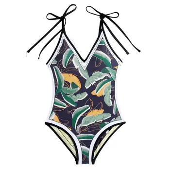 Bodysuit maudymosi kostiumėlį, Kvėpuojantis Moterų Monokini Kamšalu dvipusis Dėvėti Gėlių Spausdinti vientisas Bikini Vandens Sporto Drabužis