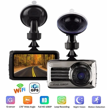 Brūkšnys Cam WiFi GPS Car Black Box DVR Full HD 1080P Vairuotojo Vaizdo įrašymo Transporto priemonių Galinio vaizdo Kamera, Naktinio Matymo automobilių Stovėjimo aikštelė Stebėti