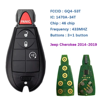 CN086019 Originalus 4 Mygtuką 2014-2019 Jeep Cherokee GQ4-53T Nuotolinio Klavišą ID46 Chip 433Mhz