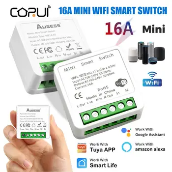 CORUI Tuya Smart Wifi/Zigbee Jungiklis 16A Mini 2-way Kontrolės Laikmačio Jungiklis Protingo Namo Automatizavimo Pažangaus Gyvybės Alexa 