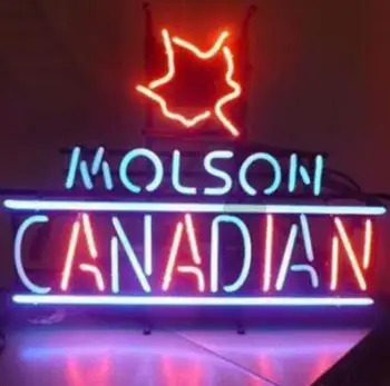 Custom Molson Kanados Lager Stiklo Neoninės Šviesos Ženklas, Alaus Baras
