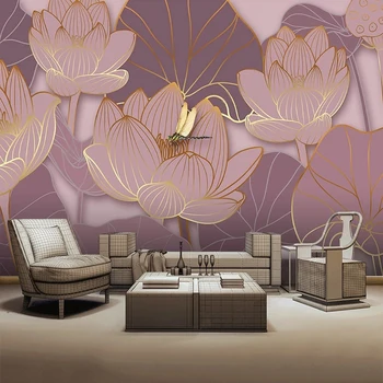 Custom Sienų Tapetai, 3D naujieji Kinų Stiliaus Šviesos Prabanga Lotus Dragonfly Sofa-lova, TV Foną, Sienų Apdaila Dažymas Papel Tapiz