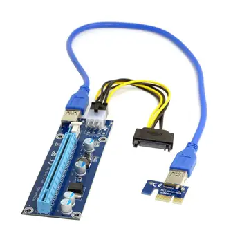 CYSM Xiwai PCI-E 1x iki 16x Kasybos Mašinos Extender Adapteris su USB 3.0 & 6Pin Maitinimo Kabelis
