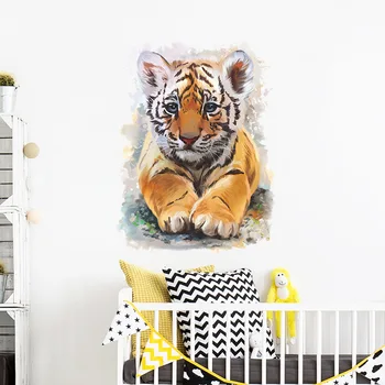 Dažytos Cute Little Tiger Siena Lipdukas, Vaikų Kambario, Miegamojo Namų Puošybai Nuimamas Lipdukai, Papuošti Dekoro Gyvūnų Tapetai