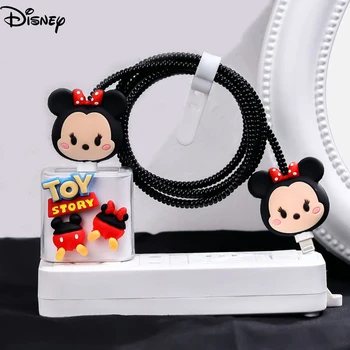 Disney Mickey Minnie Mouse Įkroviklis Duomenų Kabelis Linijos Apsauginis Dangtelis skirtas IPhone 14 13 12 11 pro 18/20W USB-C Anime Vynioti Virvę