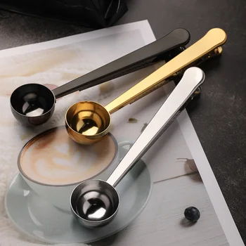 Du-in-one Nerūdijančio Plieno Kavos Šaukštas Sandarinimo Įrašą Virtuvės Aukso Priedai Gavėjo Kavinė Įrankiai Kavos Matavimo Šaukštelis