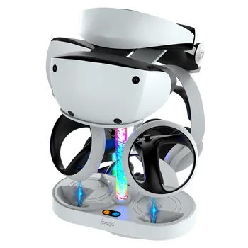 Dėl PS VR2 Dual Controller Magnetinio Apmokestinimo Bazę Su Indikatorius, Įkrovimo Dokas Su RGB Šviesos VR Ausines Stendas