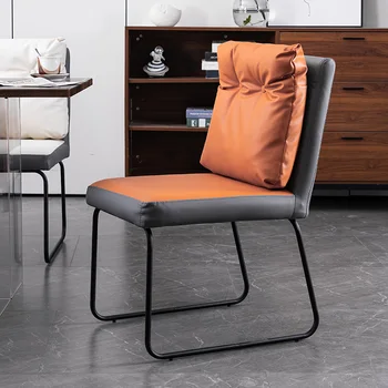 Ergonomiškas Biuro Pagalvėlė Valgomojo Kėdės Itališkos Odos Kokybės Modernus Plieno Kėdė Tuštybės Dizaino Cadeira Namų Baldai