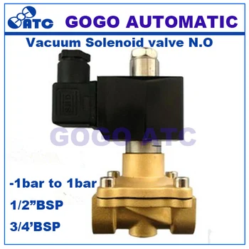 GOGO AC220V 380V 24V DC 12V DC 2 būdas žalvario, solenoidinis vožtuvas, vakuuminis siurblys -1bar 1/2 3/4 colio paprastai atidaryti vacuum solenoid valve