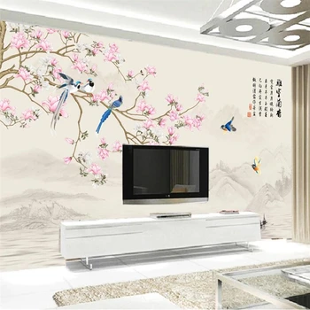 Individualizuotos fono paveikslėlį 3d freskomis kambarys orchidėja kvapnios magnolija Kinijos TELEVIZIJA fono sienos gyvenimo kambario, miegamasis restoranas 3d tapetai