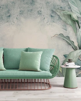Individualizuotos Fono paveikslėlį Rankomis Dažyti Žalia Augalų Siena Tapybos Svetainės Miegamojo, Biuro TV Foną, Foto Tapetai