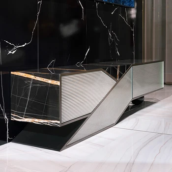 Italijos prabangių TV kabinetas post-modernus minimalistinio dizaineris kambarį aukšto grindų kabineto marmuro imitacija
