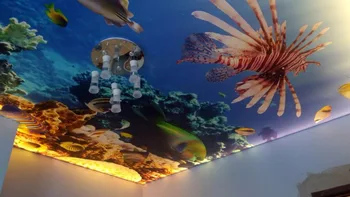 IŠ-005 Povandeninio pasaulio spauda lubų kino žuvis į jūrą, pvc įtempiamos lubos filmas