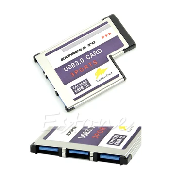 J0PB 54mm Express Card 3 Port USB 3.0 Expresscard Adapteris Nešiojamas FL1100 Lustas