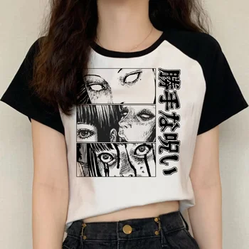 junji ito t-shirt vyrai spausdinti derliaus grunge viršuje tees anime grafikos