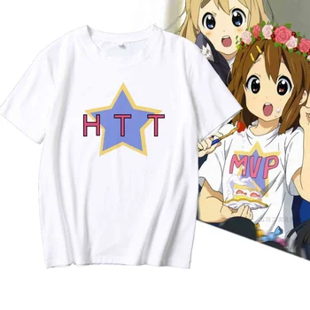 K-Anime ITA T Shirts Vyras Hirasawa Yui Mio Akiyama Pentagram HTT MVP Spausdinti Cosplay Baltos spalvos Marškinėliai trumpomis Rankovėmis Drabužius Moteris