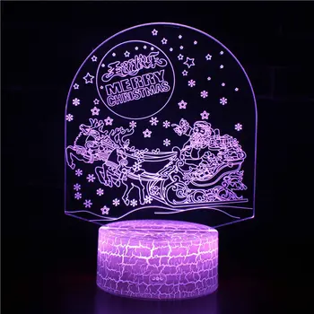Kalėdų Serijos Touch Base 3D LED Nakties Šviesa 7 Spalvų Šviesos Namų Puošybai Nuostabi Iliuzija Naktį Šviesos Lempos